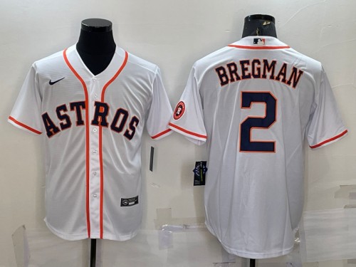 Men's Houston Astros #2 Alex Bregman White With Patch Cool Base Stitched Jersey - Click Image to Close